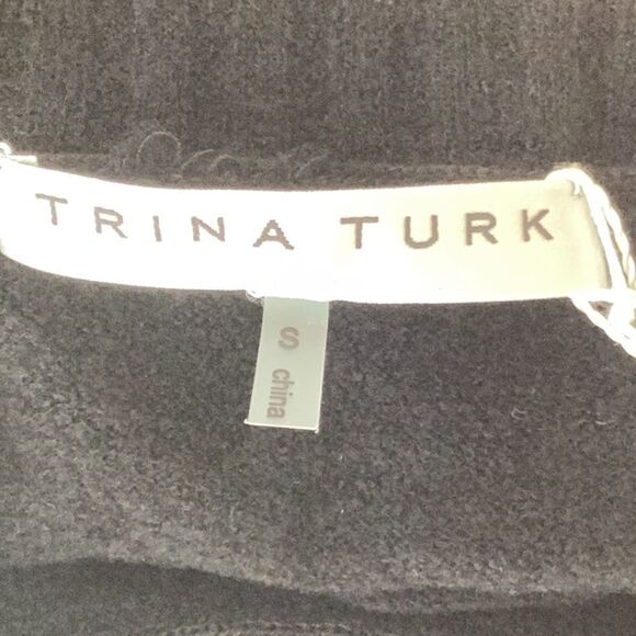 TRINA TURK NWT WOOL BLEND KNIT LIGHT WEIGHT SWEATER BLACK OFF THE SHOULDER SMALL - Picture 8 of 9
